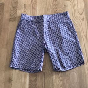 Red, white and blue pull on Bermuda shorts.